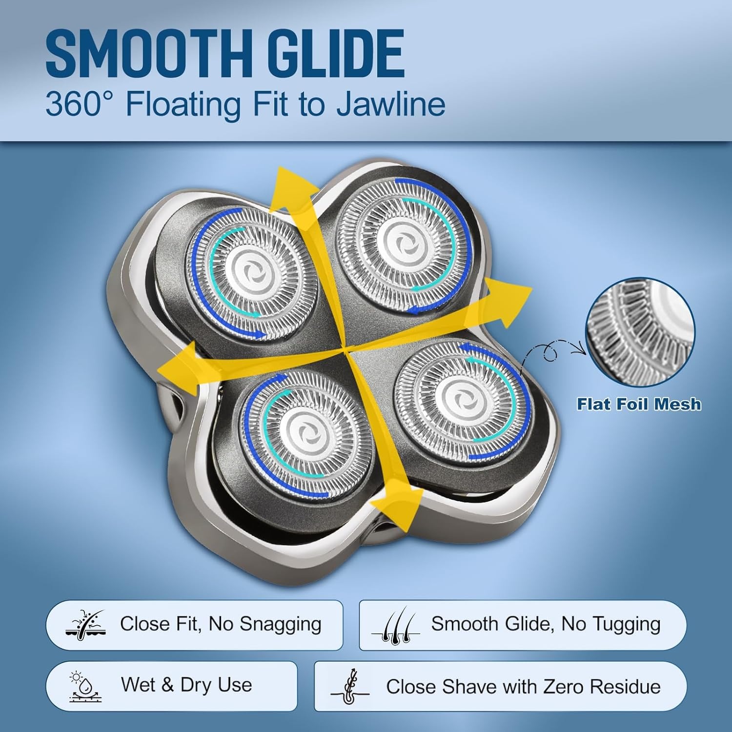 Electric Shaver Rotary - Сменные лезвия для бритвы, 4 плавающие