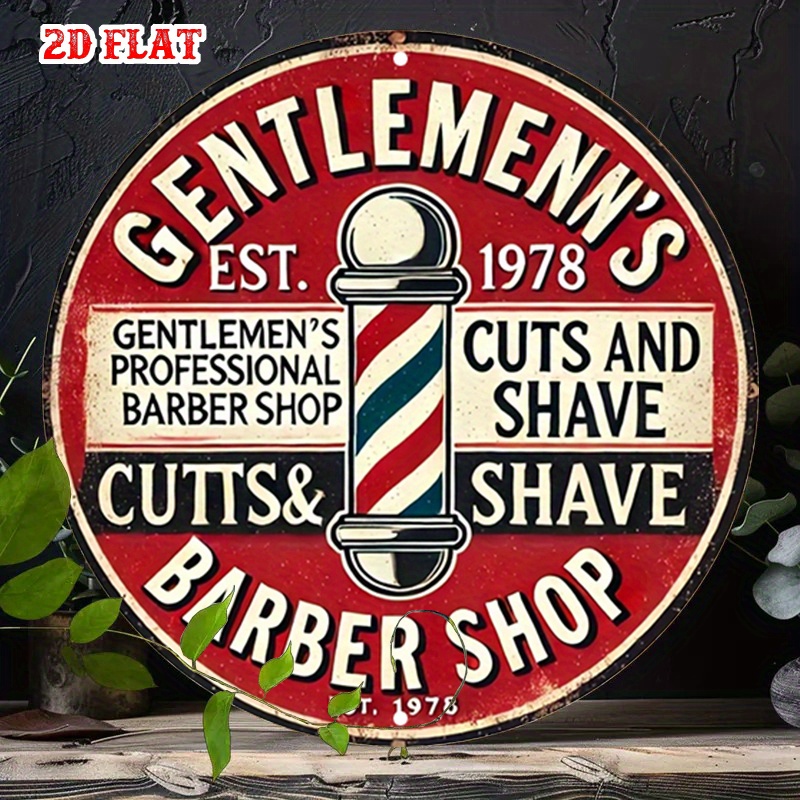Men'S Grooming Barbershop - Классическая 2D плоская круглая алюминиевая табличка